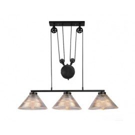 Industrial Pulley triple pendant lamp with Edison bulbs