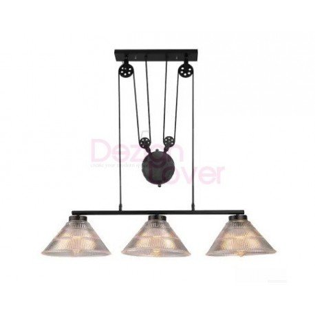 Industrial Pulley triple pendant lamp with Edison bulbs