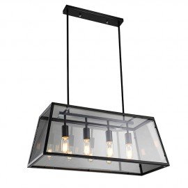 Suspension design industriel loft en verre avec Ampoule Edison