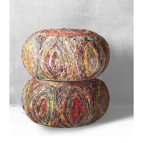 Pouf cushion ottoman stool pumpkin en soie