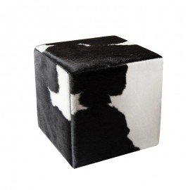 Tabouret Cube Ottomane Peau de vache H45cm