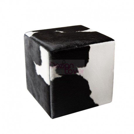 Cowhide Ottoman Cube Stool 