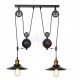 Industrial Iron Pulley double pendant lamp design with Edison bulbs
