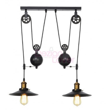 Suspension double design industriel en acier avec Poulie