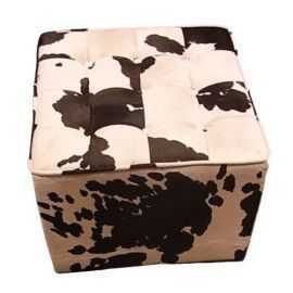 Cowhide Ottoman Cube Stool