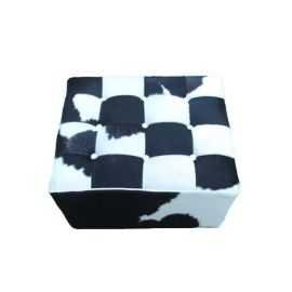 Cowhide Ottoman Cube Stool