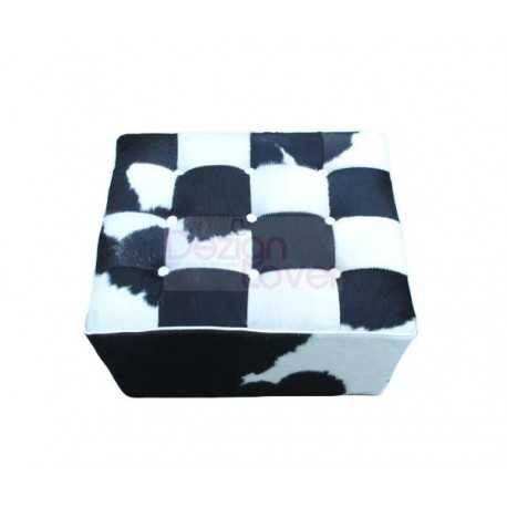 Tabouret Cube Ottomane Peau de vache
