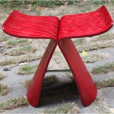 Tabouret design style Butterfly Sori Yanagi rouge