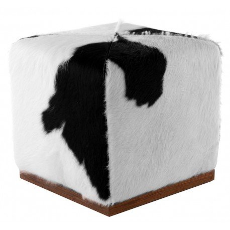 Tabouret Cube Ottomane Peau de vache