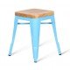 Tabouret design Tolix assis en bois H45cm Lot de 2