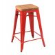 Tabouret design Tolix assis en bois H45cm Lot de 2