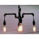 Suspension chandelier design industriel en tube métallique 4 ampoules