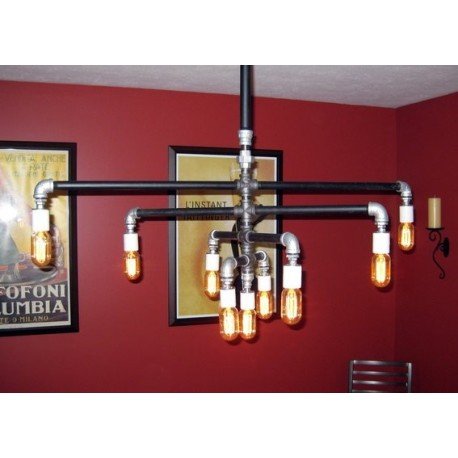Industrial Iron Pipe pendant lamp 9 bulbs