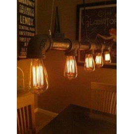 Suspension chandelier design industriel en tube métallique rampe
