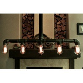 Suspension chandelier design industriel en tube métallique rampe auto-porté