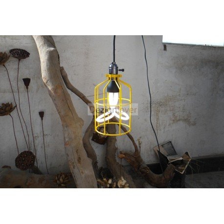 Caged Industrial pendant lamp with plumen bulbs