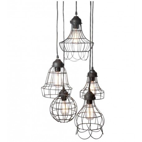 Chandelier design industriel Wire Five
