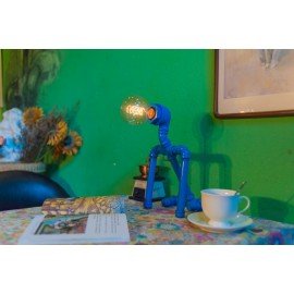Industrial Iron Pipe table lamp robot with edison bulb 03