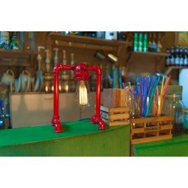 Industrial Iron Pipe table lamp robot with edison bulb 04
