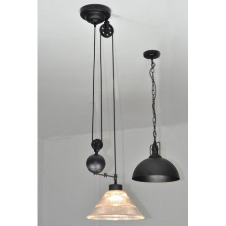 Industrial Pulley single pendant lamp with Edison bulbs
