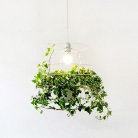 Hanging plant cage pendant lamp