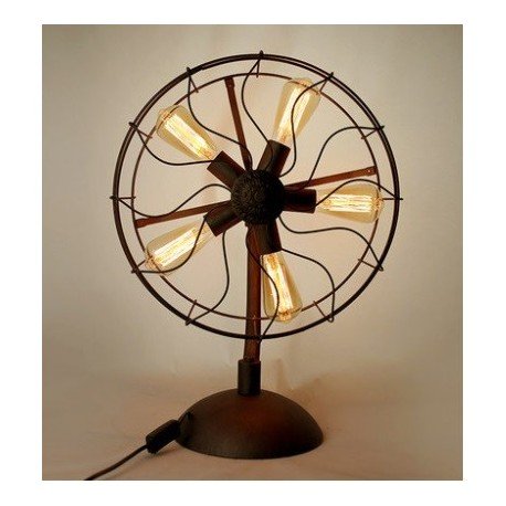 Industrial Retro Edison fan table lamp