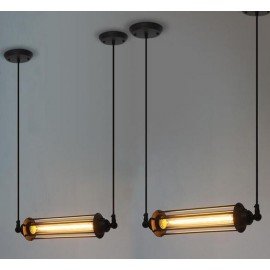 Suspension design industriel rétro avec 1 ampoule edison tube