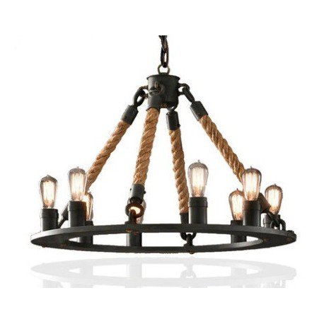 Industrial Vintage hemp rope chandelier pendant lamp
