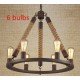 Industrial Vintage hemp rope chandelier pendant lamp