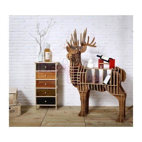 Stag Deer Shaped bookshelf with drawer