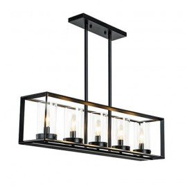 Suspension style industriel rétro en verre rectangulaire