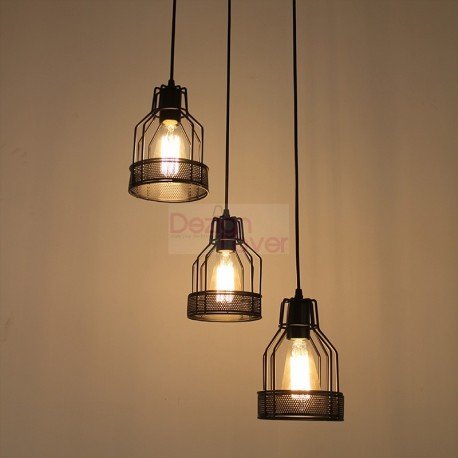 Industrial Cage 2 pendant lamp design with Edison bulbs