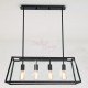 Loft Retro Industrial Iron Glass Rectangular Pendant Lamp