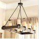 Arturo Rustic Vintage wood LED rectangular chandelier